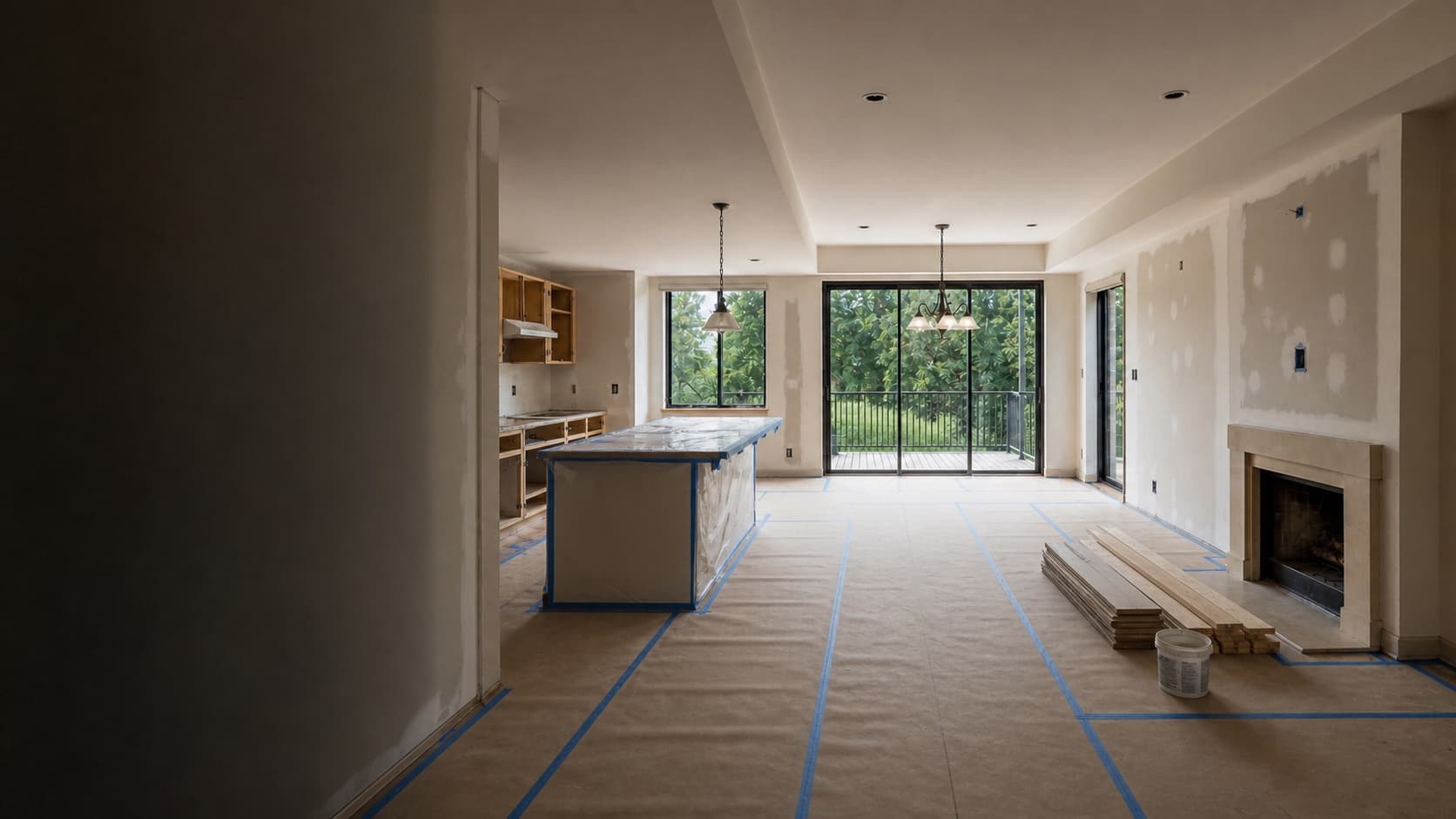 Full-home renovation stage image during renovation
