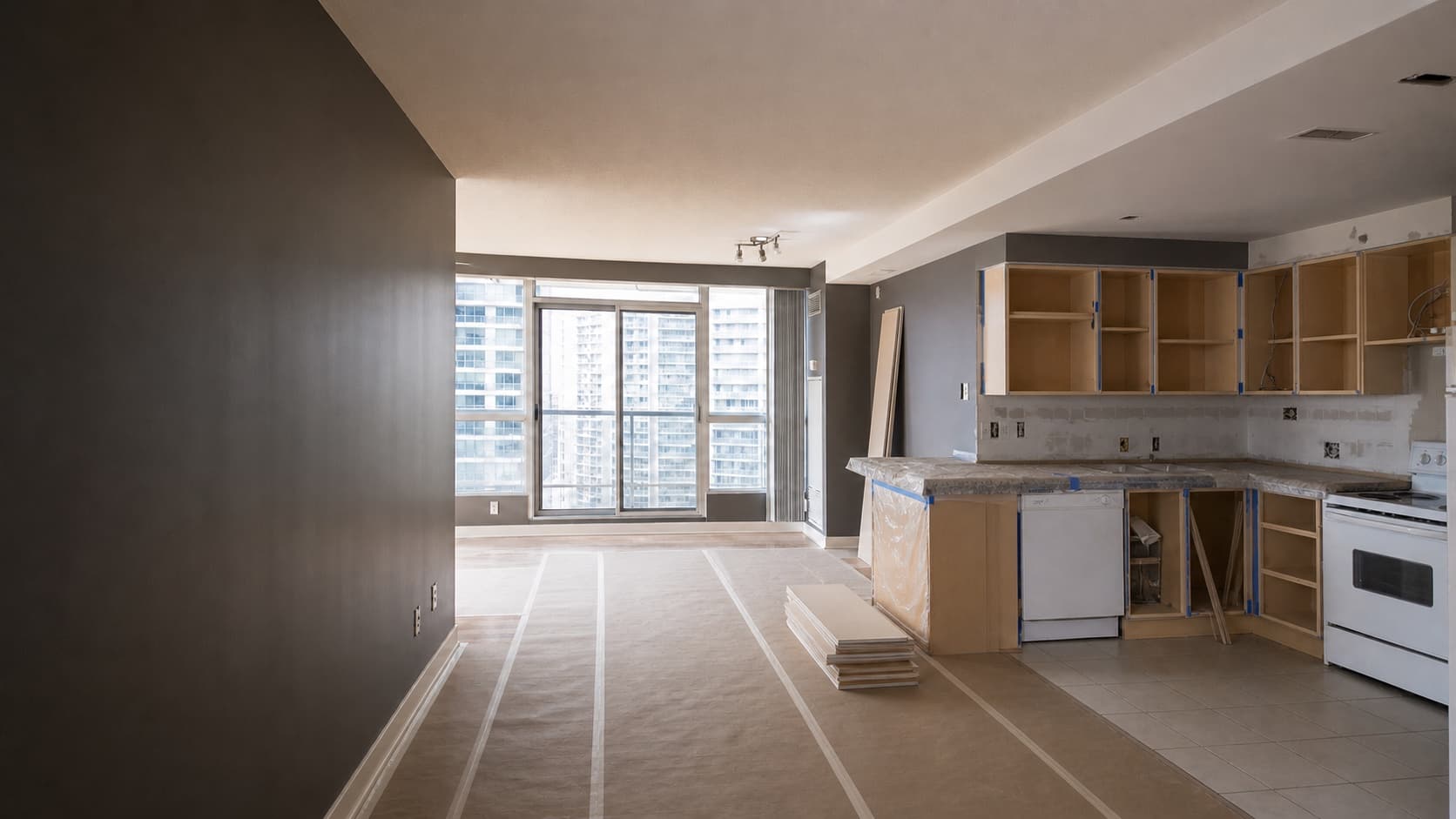 Condo renovation stage image during renovation