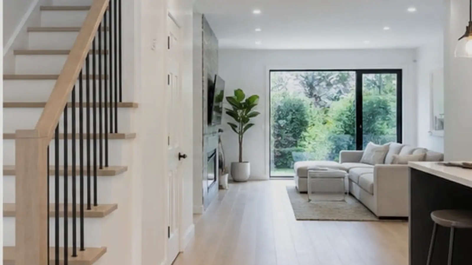 Completed residential renovation with a warm, connected interior